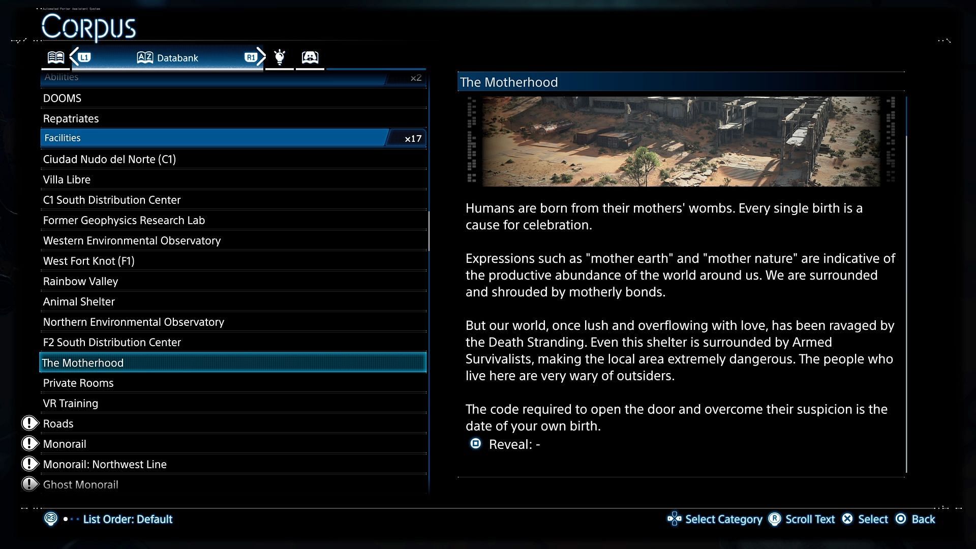 Corpus tells us the Motherhood Password (Image via Sportskeeda Gaming || Kojima Productions)